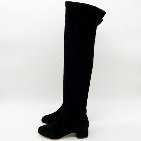 Anthropologie Black Suede Over-The-Knee Boots 1.5” Block Heel Sz 6 Witchy Office - Picture 7 of 16